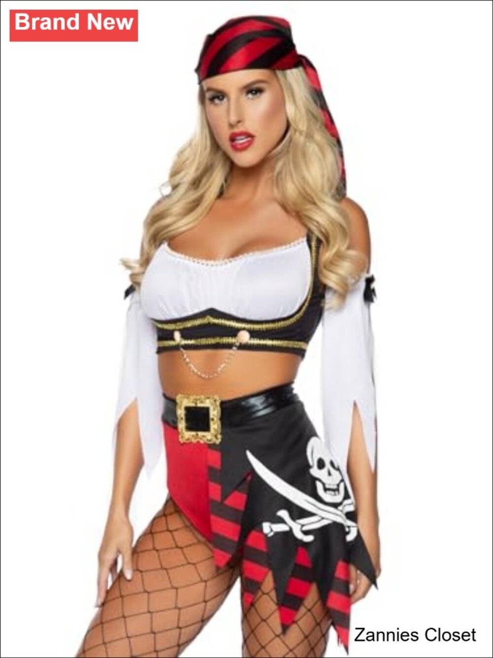 👻 Leg Avenue Wicked Pirate Wench 4 Pc Costume Top Shorts Sleeves Scarf